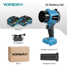 YOFIDRA Souffleur Turbo Électrique Sans Fil 3000W, avec Lot de 2 Batteries 3.0Ah pour Makita 21V