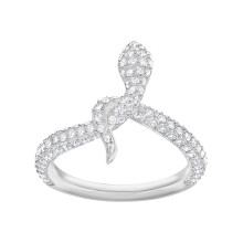 (8#=57mm) Silver Full Pave Crystal Snake Wrap Statement Ring Dainty Serpent Animal Stackable Fashion Jewelry for Women 5365525