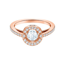 (8#=57mm) Rose Gold Double Halo Round Crystal Engagement Ring Half Pave Split Shank Promise Wedding Jewelry for Women 5465280