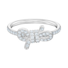 (6#=52mm) Silver Dainty Bow Knot Ring Full Pave Clear Crystal Stackable Promise Wedding Jewelry for Women 5474933