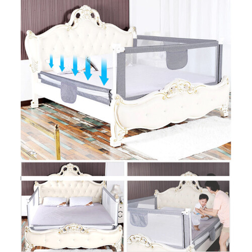 Barrière de lit pour enfant, protection sécurité réglable, Bleu, 1.5m 2