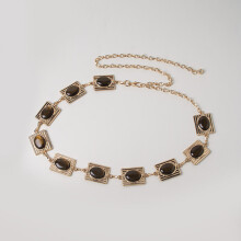 (Style 4)Chic Female Metal Waist Chain With Multiple Gemstone Shapes For Elegant Occasions
