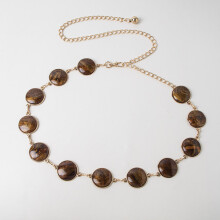 (Style 5)Elegante cadena de cintura de metal para mujer con múltiples formas de piedras preciosas para ocasiones elegantes