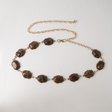 (Style 3)Elegante cadena de cintura de metal para mujer con múltiples formas de piedras preciosas para ocasiones elegantes