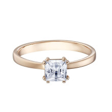 (8#=57mm) Rose Gold Princess Cut Solitaire Ring 6 Prong Clear Cubic Zirconia Minimalist Engagement Promise Ring for Women 5372880