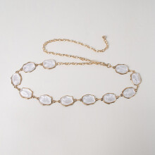 (Style 2)Catena in metallo femminile chic con più forme di pietre preziose per occasioni eleganti