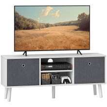 TV Cabinet Stand Unit for TVs up to 50'' with Foldable Drawers, Entertainment Centre for Living Room White