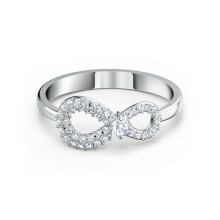 (7#=54mm) Silver Infinity Symbol Ring Full Pave Clear Round Crystal Center Solitaire Stackable Promise Jewelry for Women 5520580
