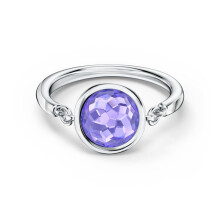 (6#=52mm) Silver Dainty Bezel Set Round Purple Crystal Ring Floating Tanzanite Color Stackable Minimal Jewelry for Women 5572705