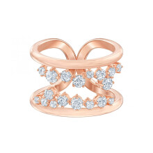 (7#=54mm) Rose Gold Double Wide Band Ring Graduated Round Clear Cubic Zirconia Two Row Open Statement Jewelry for Women 5487071