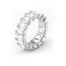 (8#=57mm) Silver Emerald Cut Full Eternity Band Ring Prong Set Rectangle Clear Cubic Zirconia Stackable Wedding Jewelry for Women 5562192