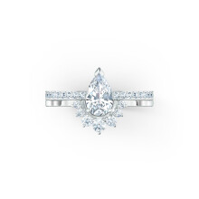(6#=52mm) Silver Pear Cut Solitaire Engagement Ring Set Crown Halo Side Pave Crystal Wedding Stacking Band for Women 5563122