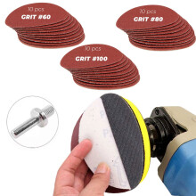 30-Piece Drill Bit Sanding Attachment Sandpaper 60/80/100 and 5 inch Back Pad Set, Electric Shackle Disc, with Pad