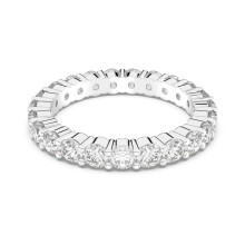 (8#=57mm) Silver Round Cut Full Eternity Band Ring Double Prong Set Clear Cubic Zirconia Stackable Wedding Jewelry for Women 5257465
