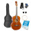 Beginners Acoustic Guitar Set, with Gig Bag, Tuner, Strap, Strings, Dark Natural 1