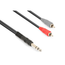 Vonyx 177.760 1.5m Professional 6.3mm Stereo Jack to RCA Cable Lead