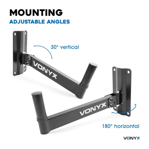 Vonyx WMS-02 Adjustable Speaker Bracket Set for PA DJ Monitors 25KG Capacity 1