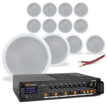 PDP 4-Zone Ceiling Speaker System, 12 x 8" Speakers & Bluetooth Amplifier