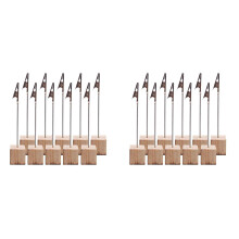 20 PCS Memo Holder Pine Base Message Clip Vertical Note Holder for Office Wedding Party House Decoration Birthday Photos