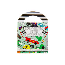 (1 Book) Carry Along Cars & Vehicles Colouring Book with Stickers, 9.5 x 13 cm, 16 Pages
