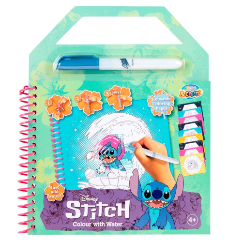 (1 Book) Disney Stitch Colour with Water Colouring Book
