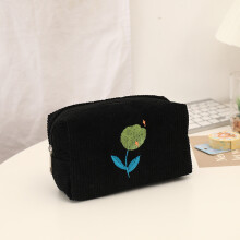 (Black) Flower Cosmetic Bag With Waterproof Material For Ladies Storage Makeup Gift
