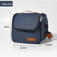 (Navy Blue) Lunch Insulated Compact Bag With Thick Aluminum Foil For Cold Easy Preservation Carrying