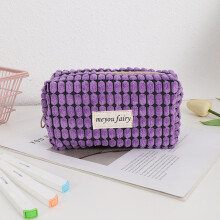 (Purple) Korean Chic Girl Makeup Organizer Pen Bag With Polyester For Travel Sets Gift And
