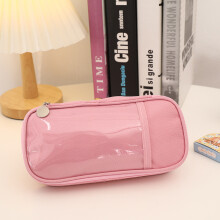 (Pink) Color Japanese Cream Pencil Case Large Capacity Stationery Bag For Students Office Or Use