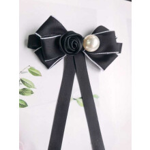 Modern Pearl Bow Brooch With Floral Theme For Business And Casual Attire