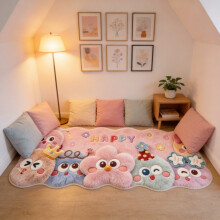 (StyleC,40X60cm)Cute 3d Cartoon Monster Plush Bedside Rug Irregular Wavy Shape Carpe For Bedroom Home Decor