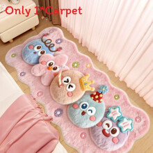 (StyleA,50x120cm)Cute 3d Cartoon Monster Plush Bedside Rug Irregular Wavy Shape Carpe For Bedroom Home Decor