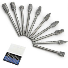 10pcs Double Cut Tungsten Steel Solid Carbide Rotary Burrs Set with 1/8"(3mm) Shank Twist Drill Bit for Dremel Rotary Tools