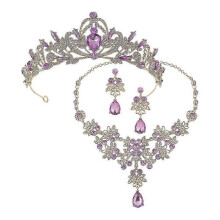 Fashion Accessory Jewelry Set Featuring Dangling Earrings and Rhinestone Necklace for Brides Perfect for Birthday Celebrations in 2 Sets