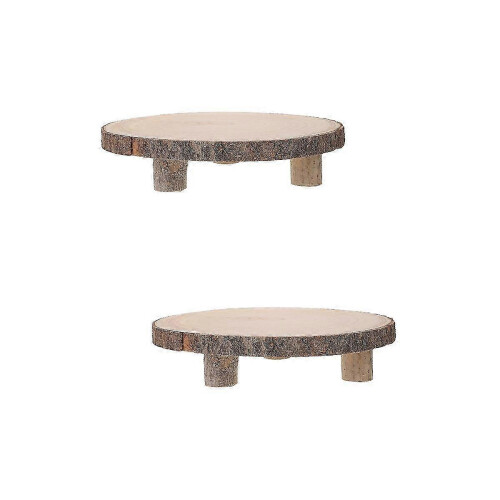 Rustic Cupcake Stand Wood Display Stand for Serving 2Pcs with Feet 2