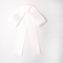 (IvoryChestBadge)Womens Fashion Bow Tie Brooch With Satin Ribbon For Graduation And Casual Wear