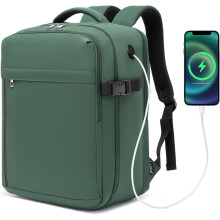 Kono Sac à dos de voyage, 40x30x20 cm, Vert, Imperméable avec compartiment ordinateur 15,6 pouces