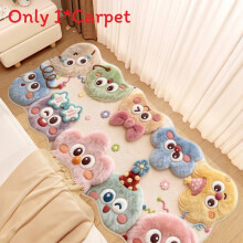 (StyleF,50x80cm)Cute 3d Cartoon Monster Plush Bedside Rug Irregular Wavy Shape Carpe For Bedroom Home Decor