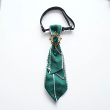 (GreenDotsChain)Versatile Silk Ribbon Neckpiece With Sparkle Accents For Office And Casual Events