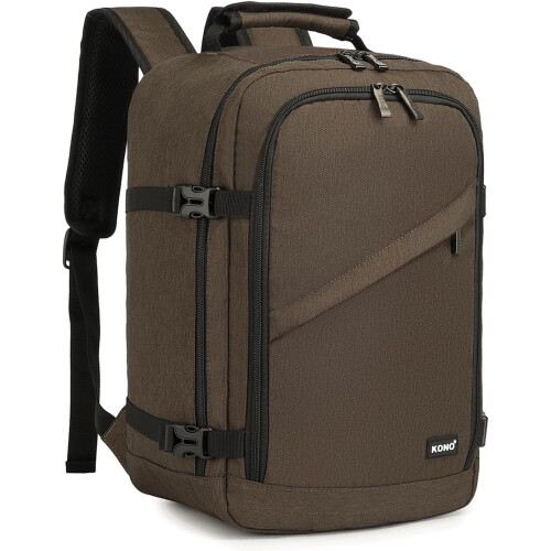 Kono Sac à Dos de Voyage, Polyester Imperméable, Marron, Taille L (55x35x20 cm)
