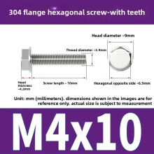 (Style3)Pernos de brida antideslizantes de acero inoxidable con dientes para mantenimiento de equipos mecánicos y