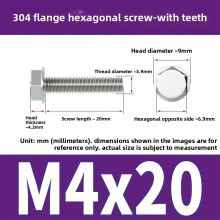 (Style6)Pernos de brida antideslizantes de acero inoxidable con dientes para mantenimiento de equipos mecánicos y