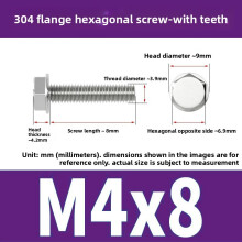 (Style2)Pernos de brida antideslizantes de acero inoxidable con dientes para mantenimiento de equipos mecánicos y