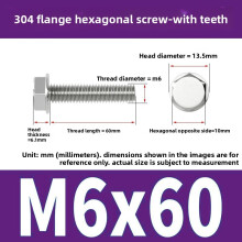 (Style31)Pernos de brida antideslizantes de acero inoxidable con dientes para mantenimiento de equipos mecánicos y