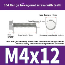 (Style4)Pernos de brida antideslizantes de acero inoxidable con dientes para mantenimiento de equipos mecánicos y