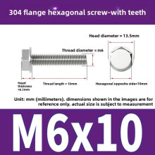 (Style19)Pernos de brida antideslizantes de acero inoxidable con dientes para mantenimiento de equipos mecánicos y