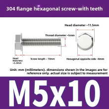 (Style11)Pernos de brida antideslizantes de acero inoxidable con dientes para mantenimiento de equipos mecánicos y