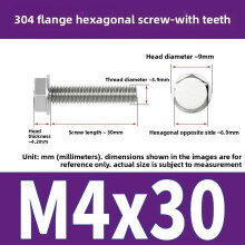 (Style8)Pernos de brida antideslizantes de acero inoxidable con dientes para mantenimiento de equipos mecánicos y