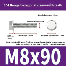 (Style48)Pernos de brida antideslizantes de acero inoxidable con dientes para mantenimiento de equipos mecánicos y
