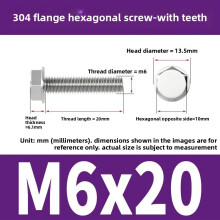 (Style23)Pernos de brida antideslizantes de acero inoxidable con dientes para mantenimiento de equipos mecánicos y